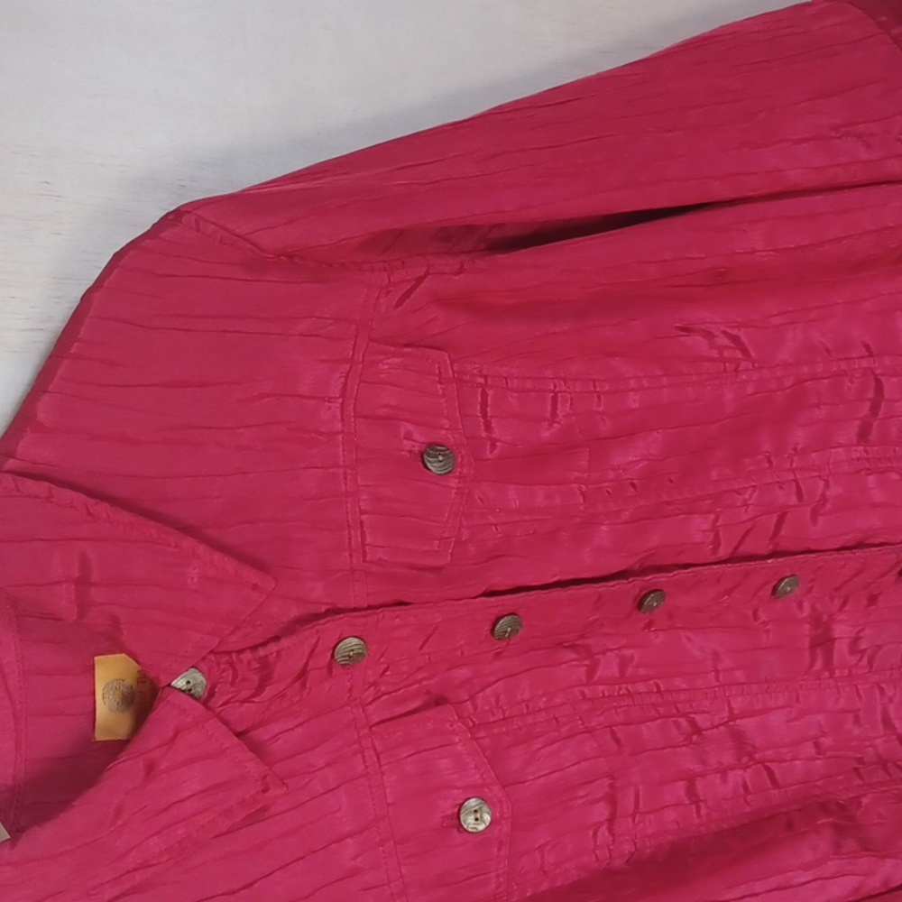 Ruby Rd. Red Crinkle Lighteight Jacket, Button Fr… - image 4